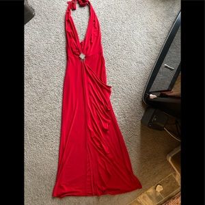 Long Evening Gown. Rhinestone Detail.